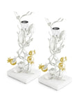 Michael Aram Pomegranate Silver & Gold Candleholders S/2