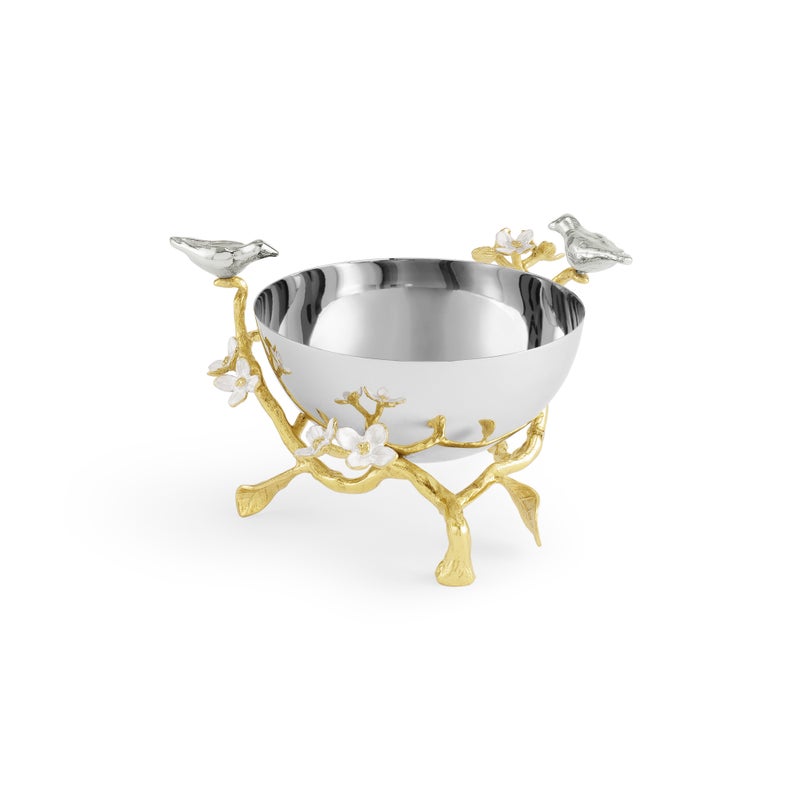 Lovebirds Silver &amp; Gold Nut Bowl