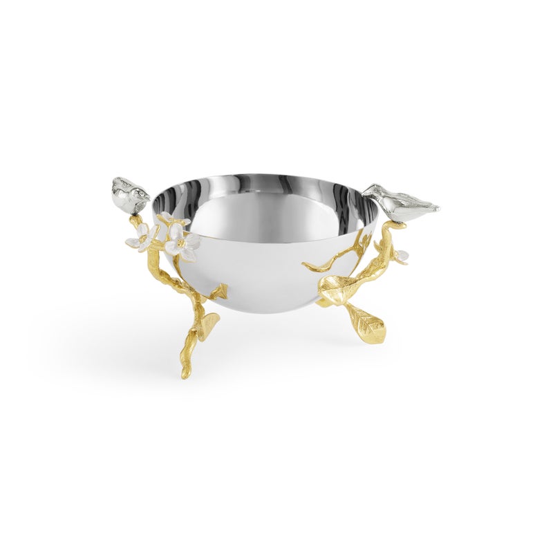 Lovebirds Silver &amp; Gold Nut Bowl