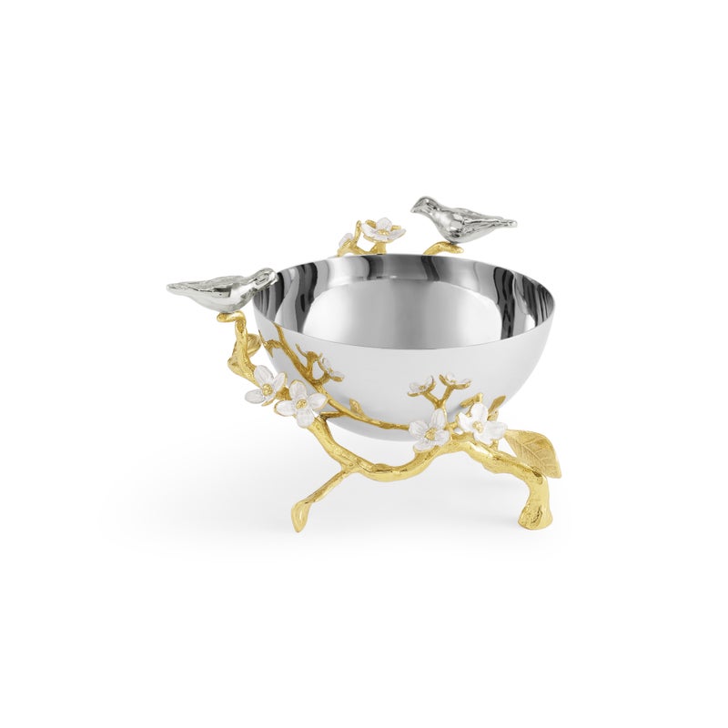 Lovebirds Silver &amp; Gold Nut Bowl