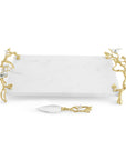 Lovebirds Silver & Gold Chesseboard w Knife
