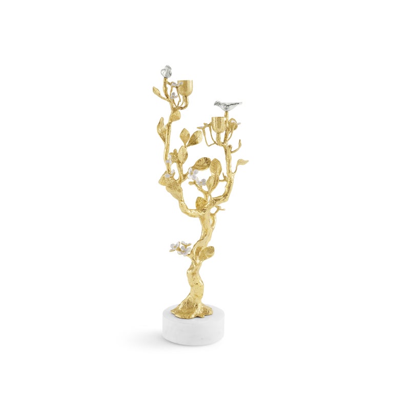 Lovebirds Silver &amp; Gold Candelabra