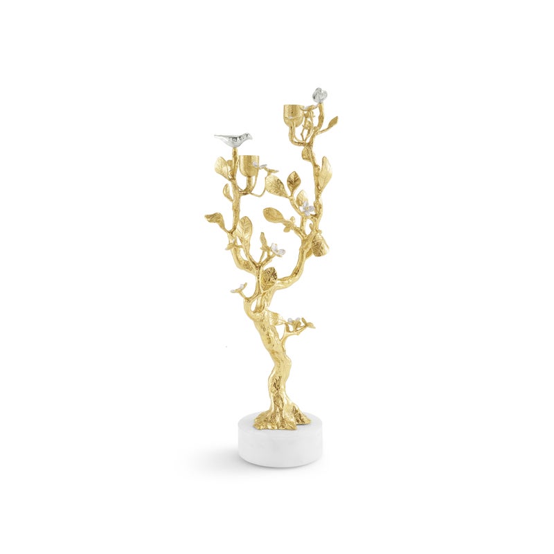 Lovebirds Silver &amp; Gold Candelabra