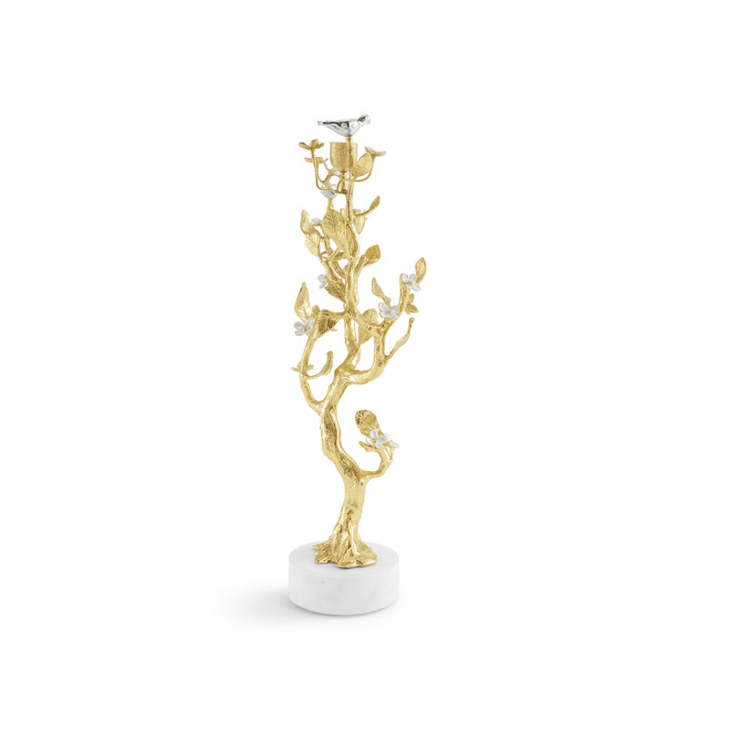 Lovebirds Silver &amp; Gold Candelabra