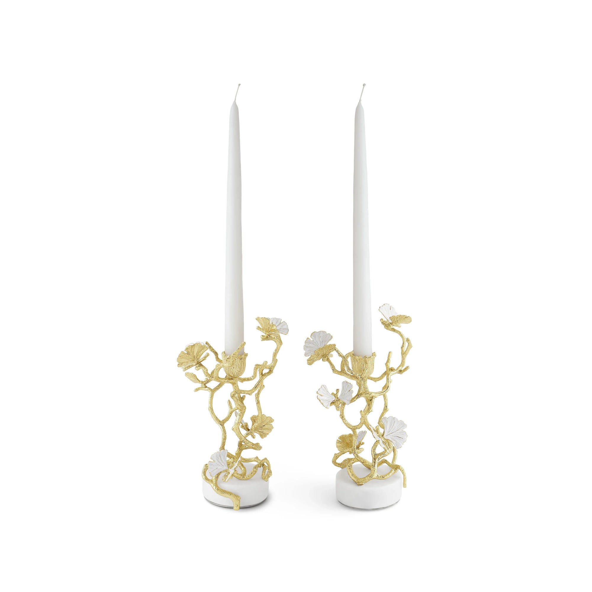 Michael Aram Butterfly Ginkgo Gold Candleholders S/2