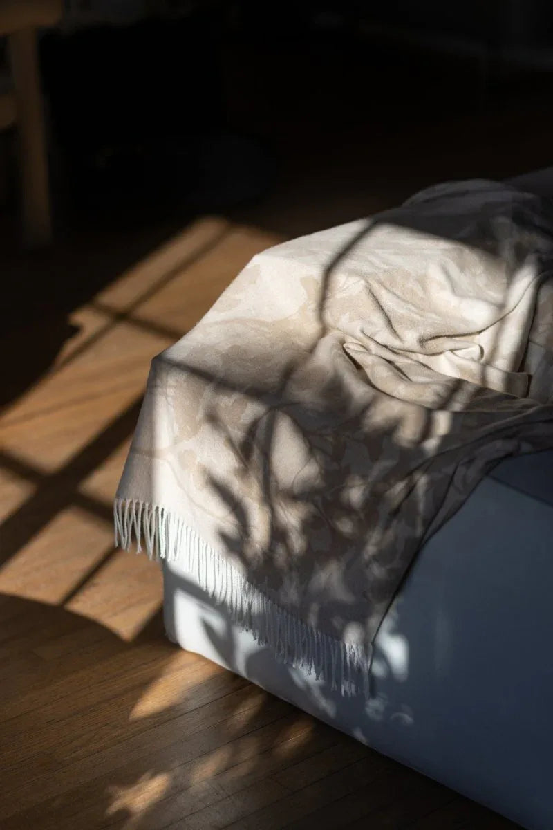 Michael Aram Butterfly Ginkgo Throw Stone and White