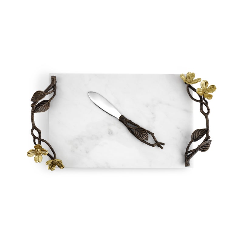 Michael Aram Dogwood Small Cheeseboard and knife