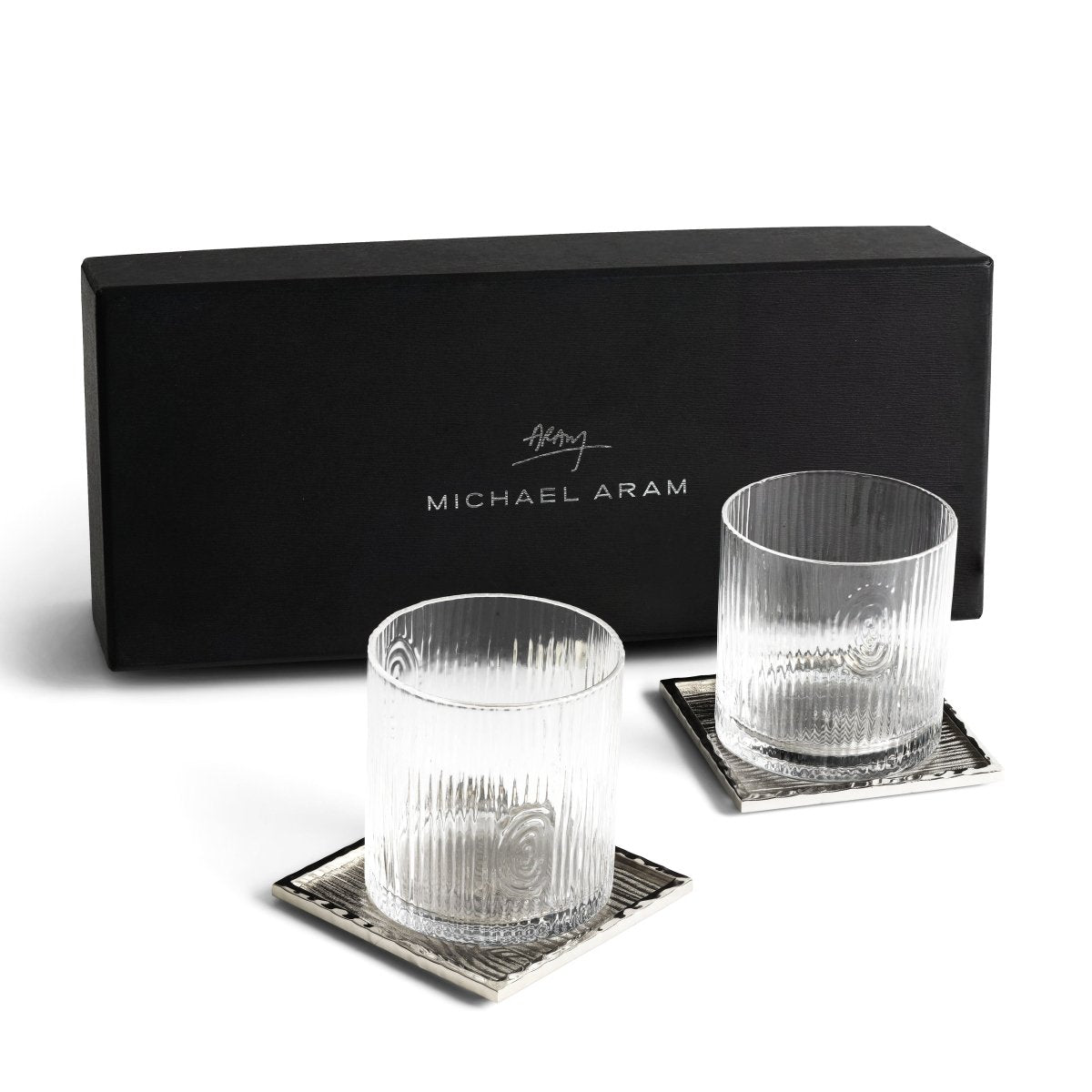 Michael Aram Ivy & Oak Glass and Coaster Gift Set of 2