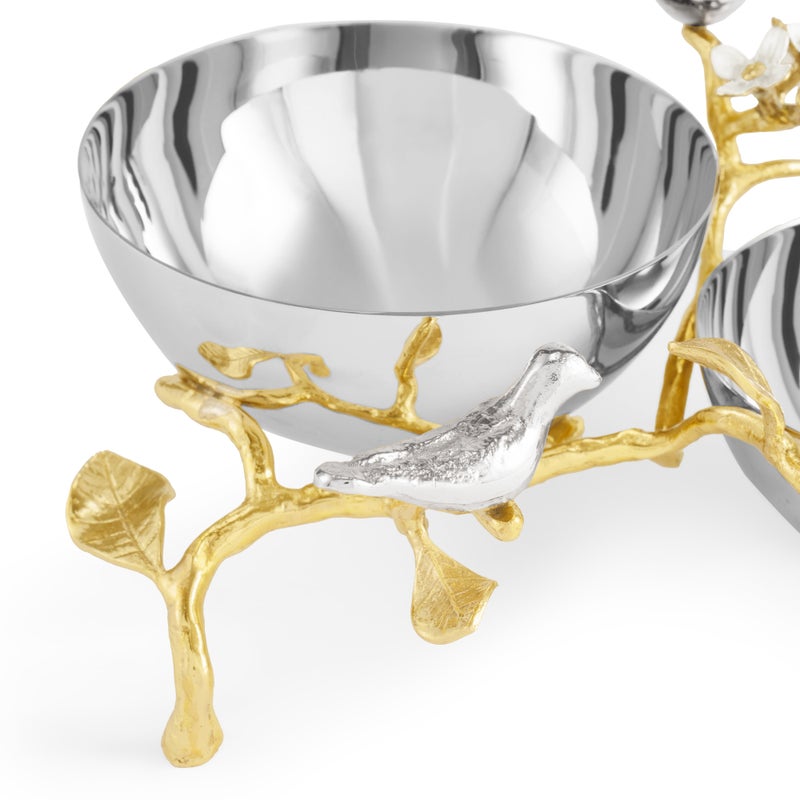 Michael Aram Lovebirds Silver &amp; Gold Double Dish