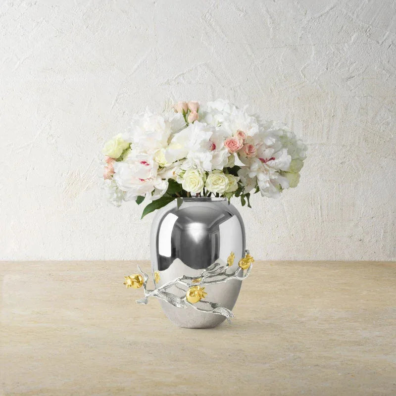 Michael Aram Pomegranate Silver & Gold Vase