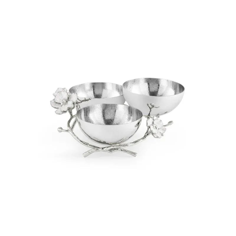 Michael Aram Silver Orchid Triple Bowl