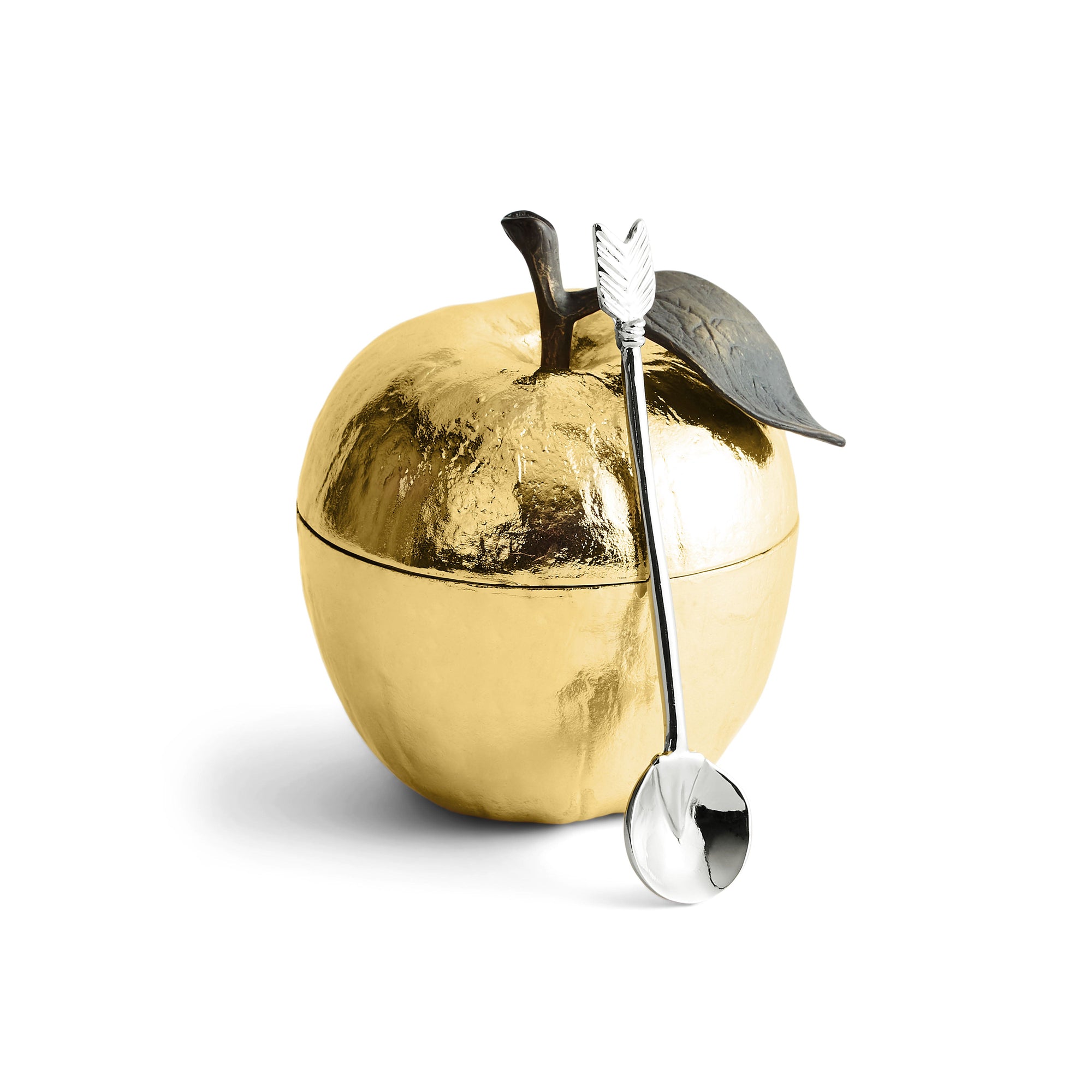 Michael Aram Apple Honey Pot w/ Spoon Nickelplate