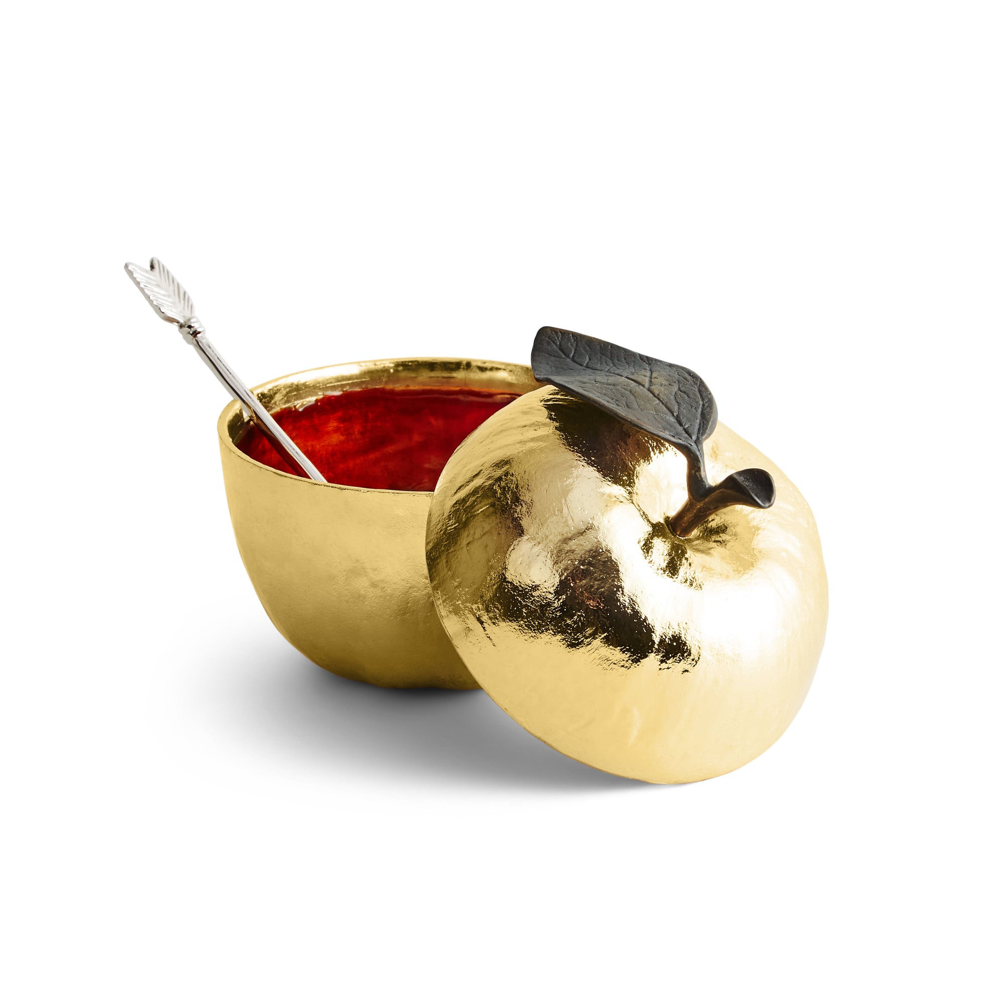 Michael Aram Apple Honey Pot w/ Spoon Nickelplate