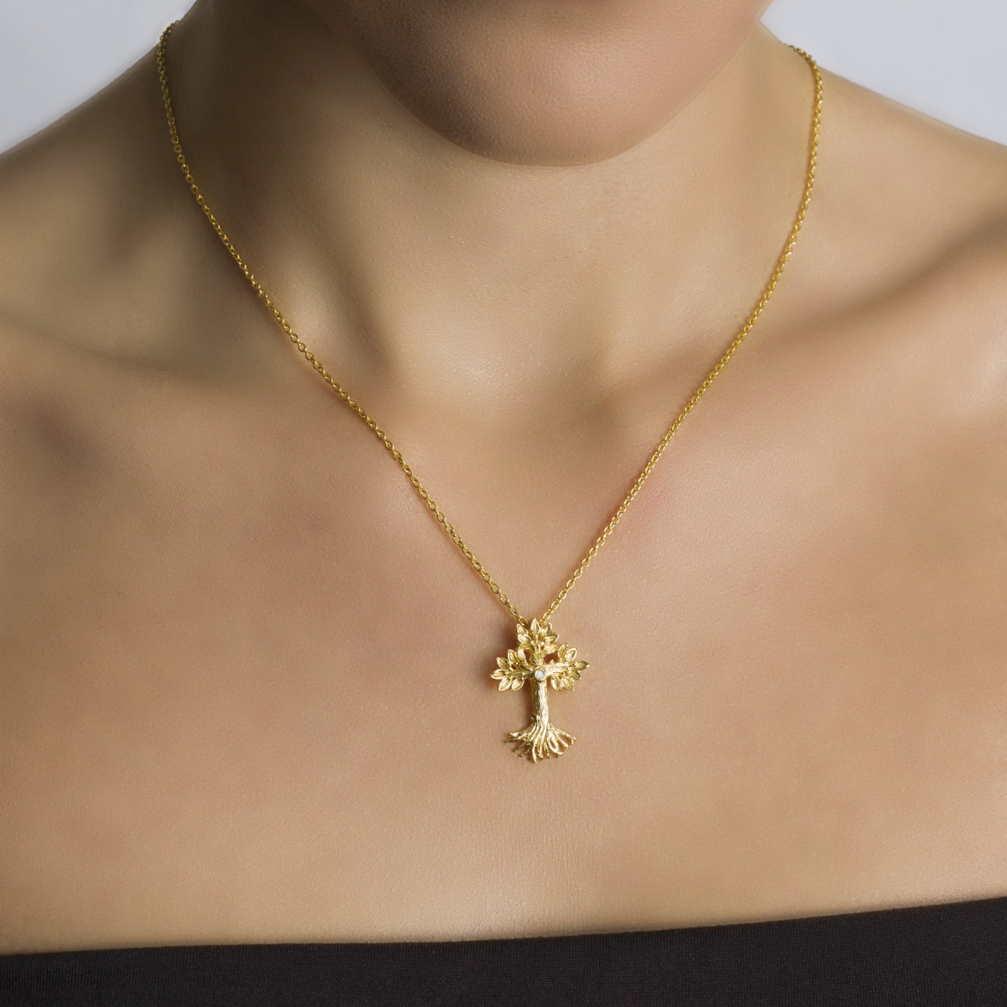 Michael Aram Armenian Tree of Life 25mm Cross Pendant Necklace with Diamonds