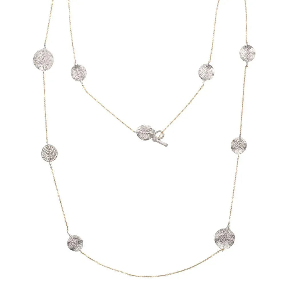 Michael Aram Botanical Leaf 36" Station Necklace with Diamonds