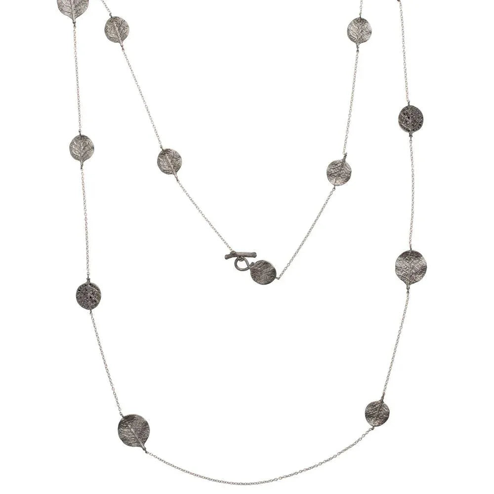 Michael Aram Botanical Leaf 42" Station Necklace with Diamonds