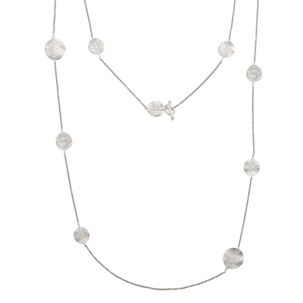 Michael Aram Botanical Leaf 42" Station Necklace with Diamonds