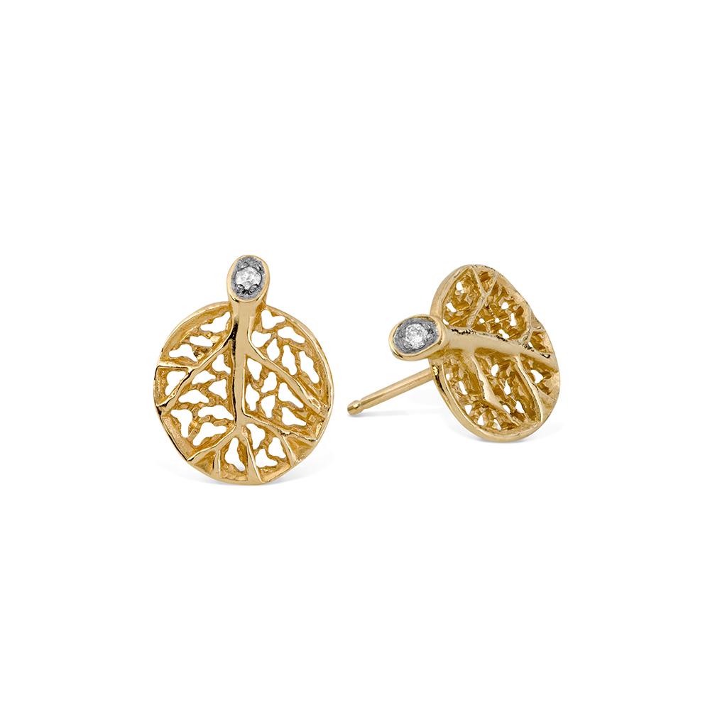 Michael Aram Botanical Leaf Earrings with Diamonds