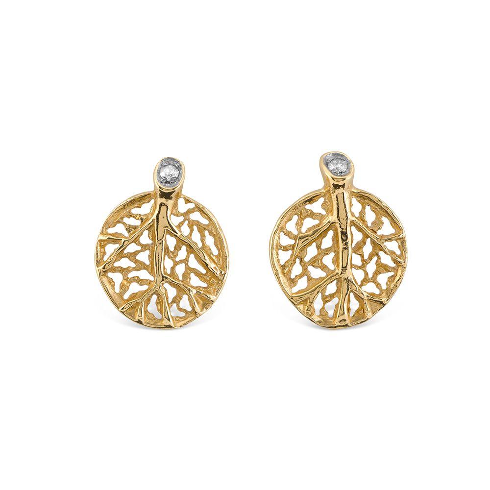 Michael Aram Botanical Leaf Earrings with Diamonds