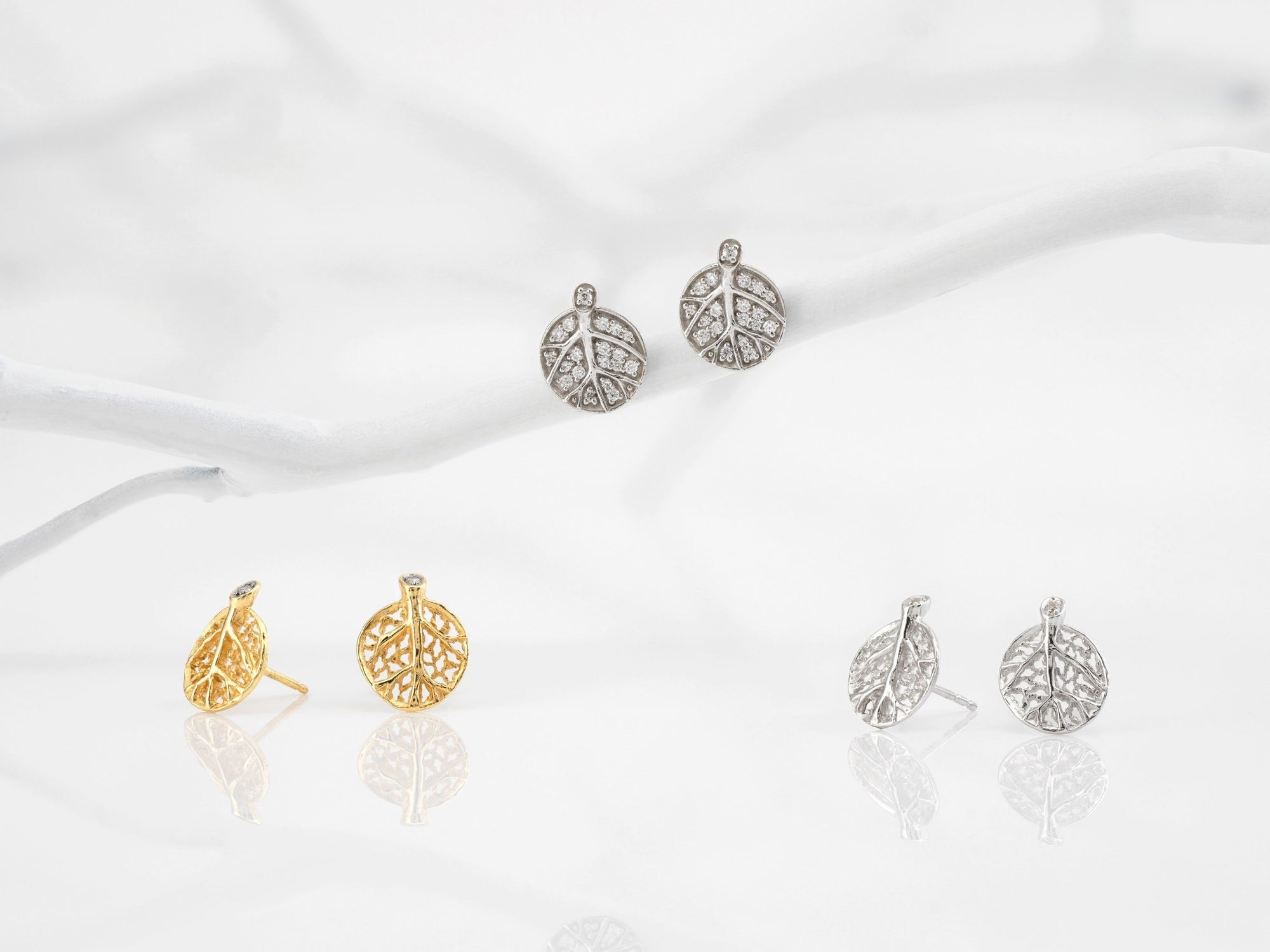 Michael Aram Botanical Leaf Earrings with Diamonds