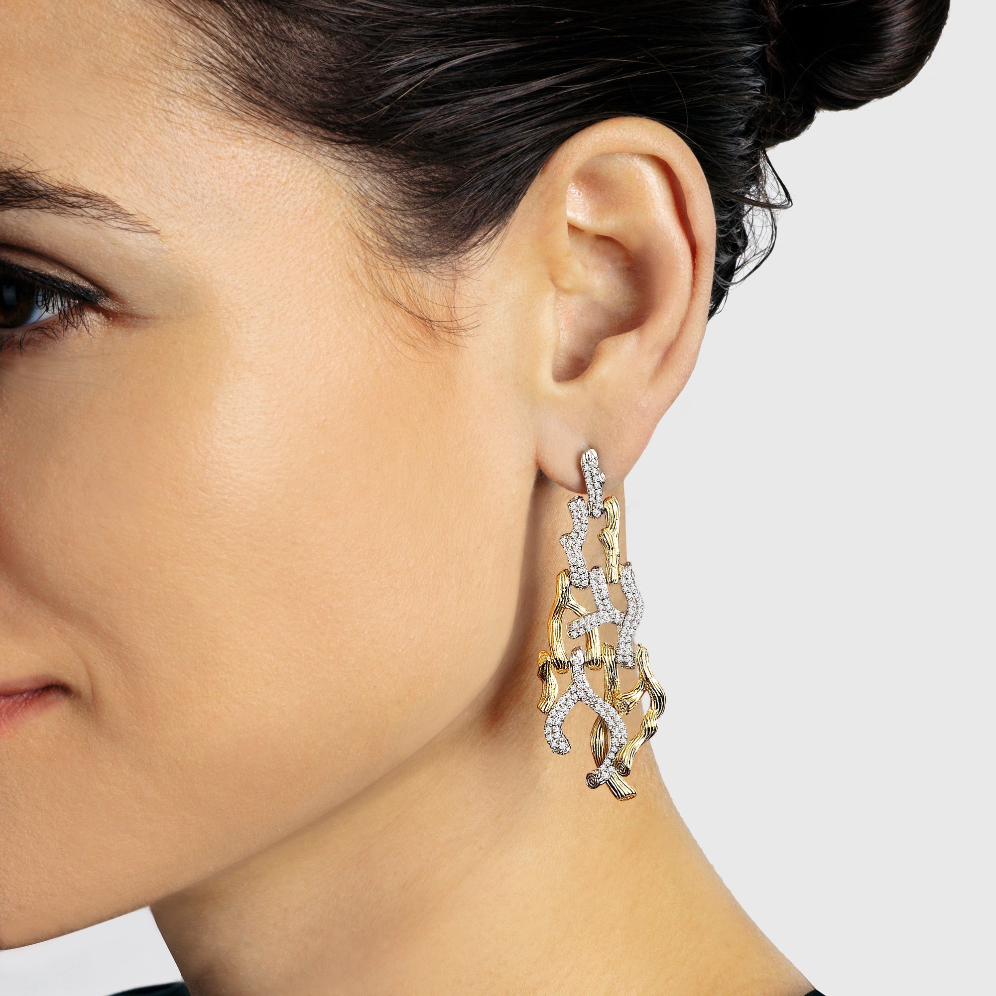 Michael Aram Branch Coral Chandelier Earrings with Diamonds