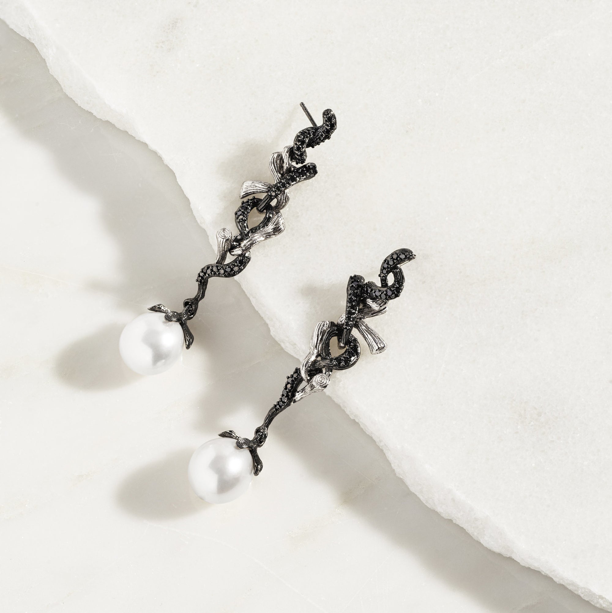 Michael Aram Branch Coral Earrings with Pearls and Diamonds