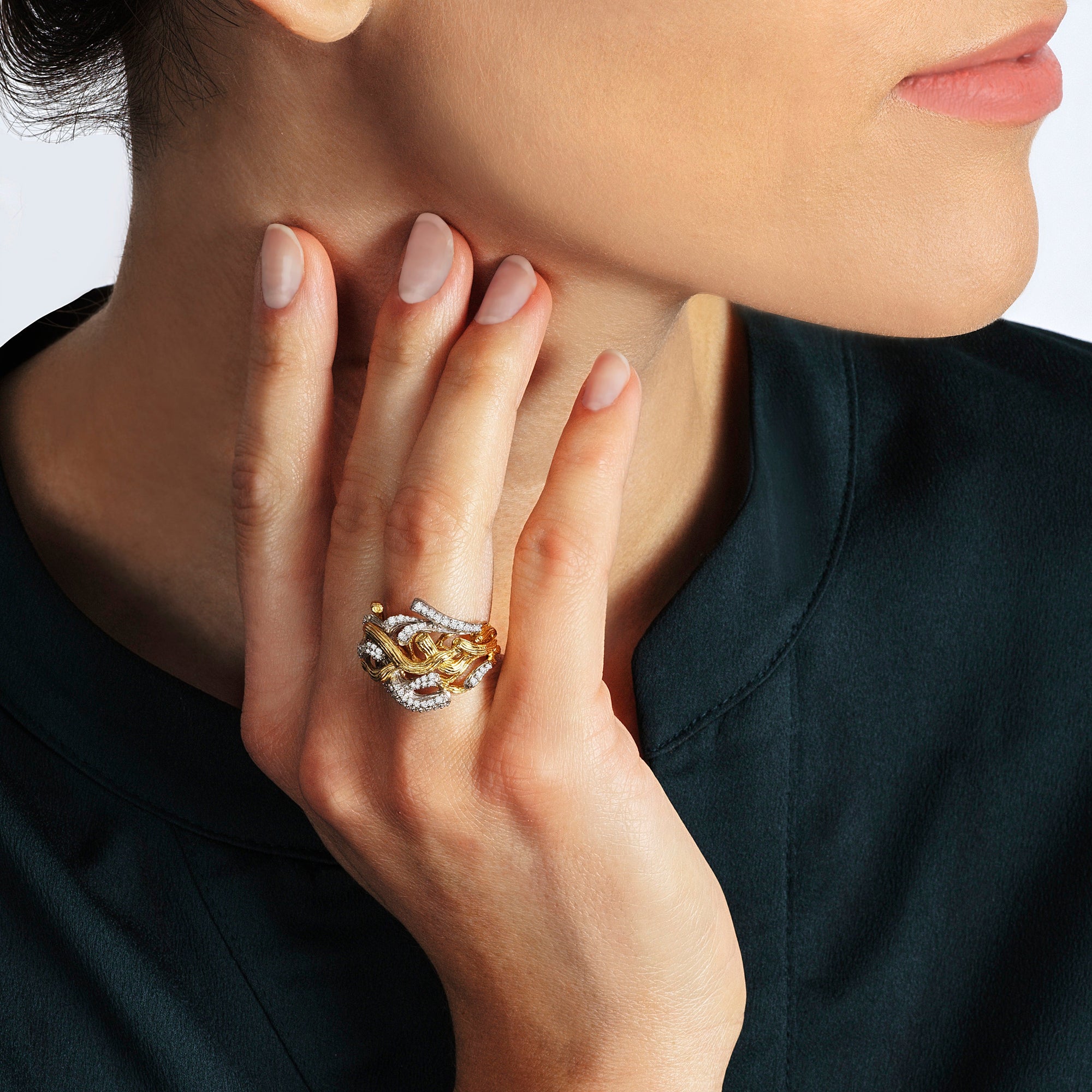 Michael Aram Branch Coral Ring with Diamonds