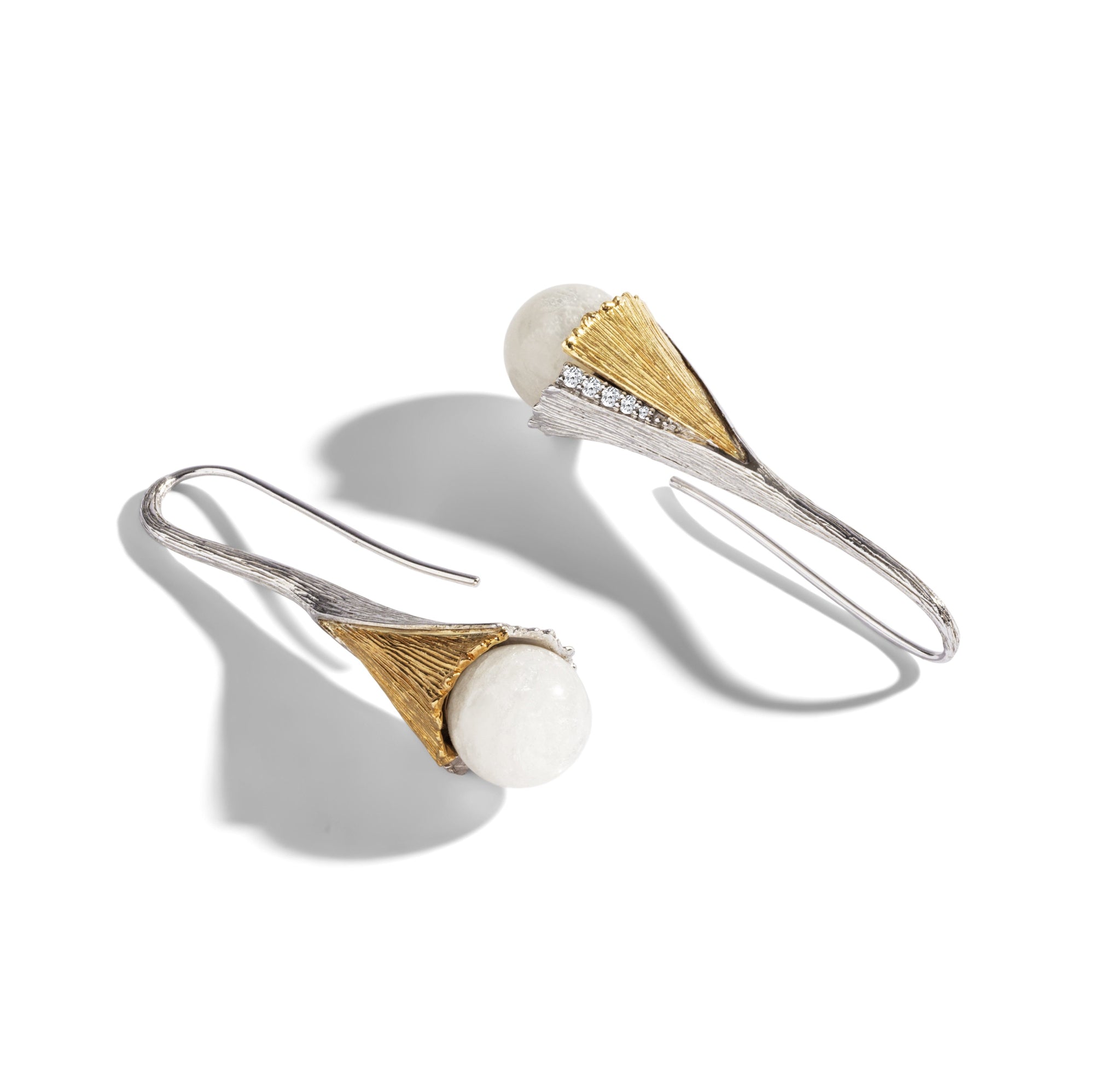 Michael Aram Butterfly Ginkgo Earrings with Moonstone and Diamonds