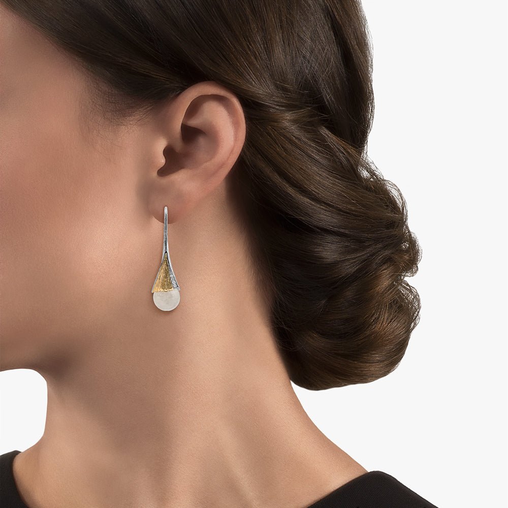 Michael Aram Butterfly Ginkgo Earrings with Moonstone and Diamonds