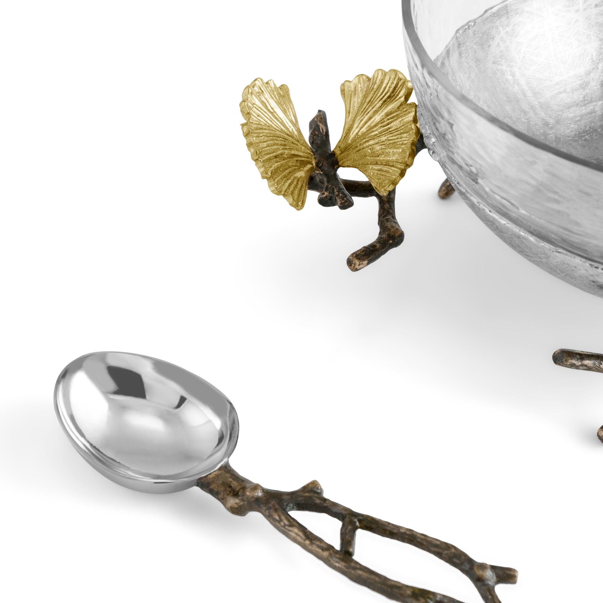 Michael Aram Butterfly Ginkgo Glass Nut Dish w/ Spoon