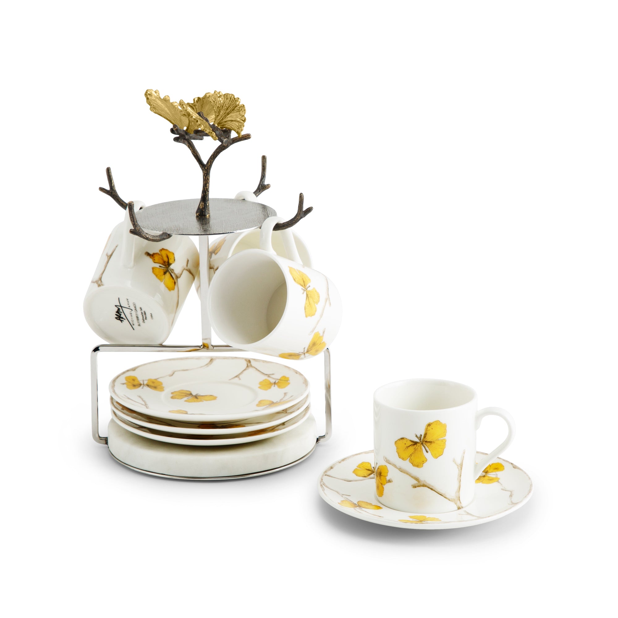 Michael Aram Butterfly Ginkgo Gold Demitasse Set