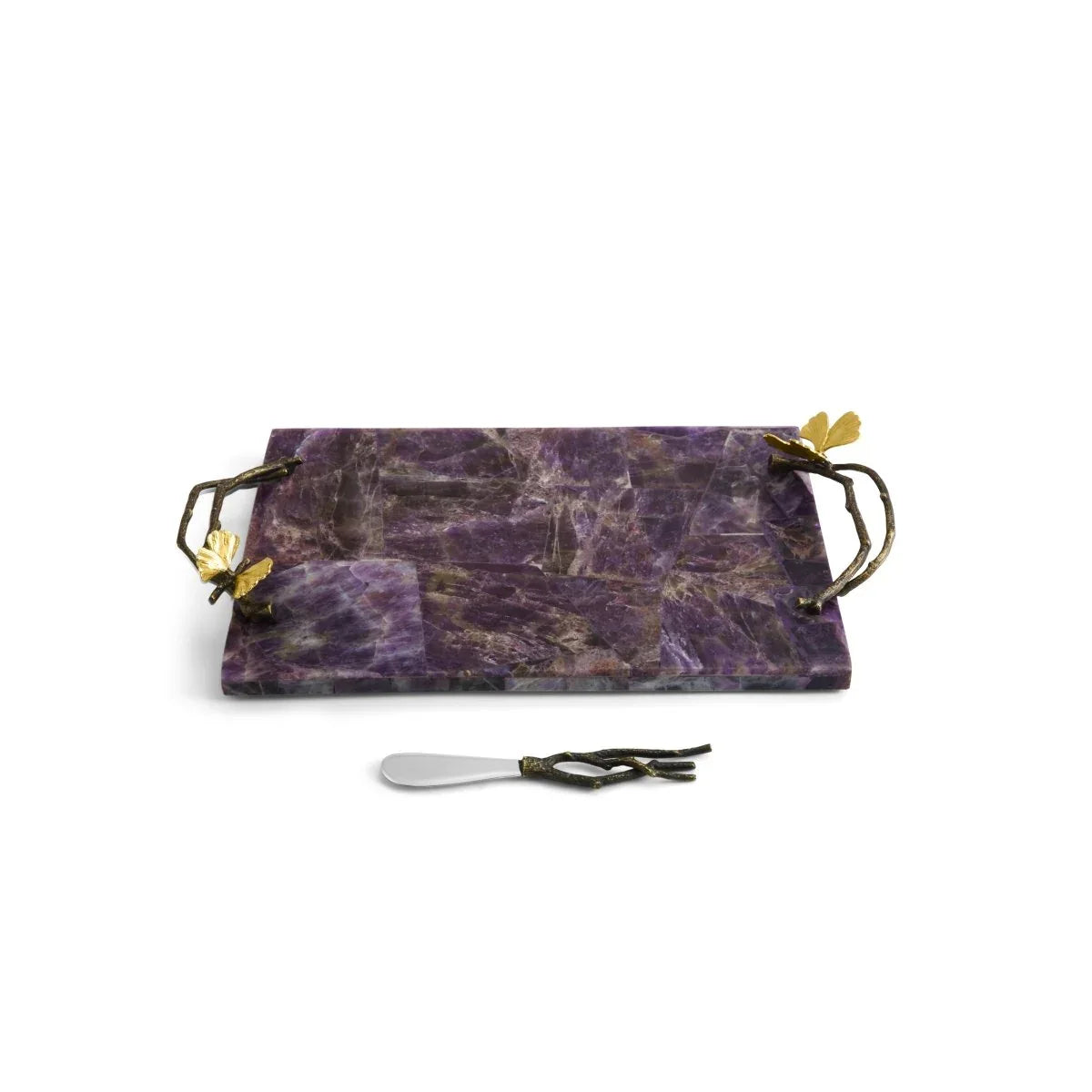 Michael Aram Butterfly Ginkgo Luxe Small Cheese Board w/ Spreader