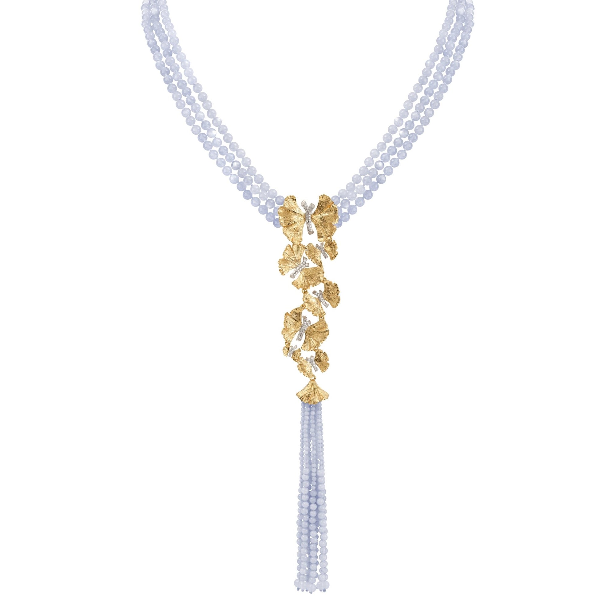 Michael Aram Butterfly Ginkgo Necklace with Chalcedony and Diamonds