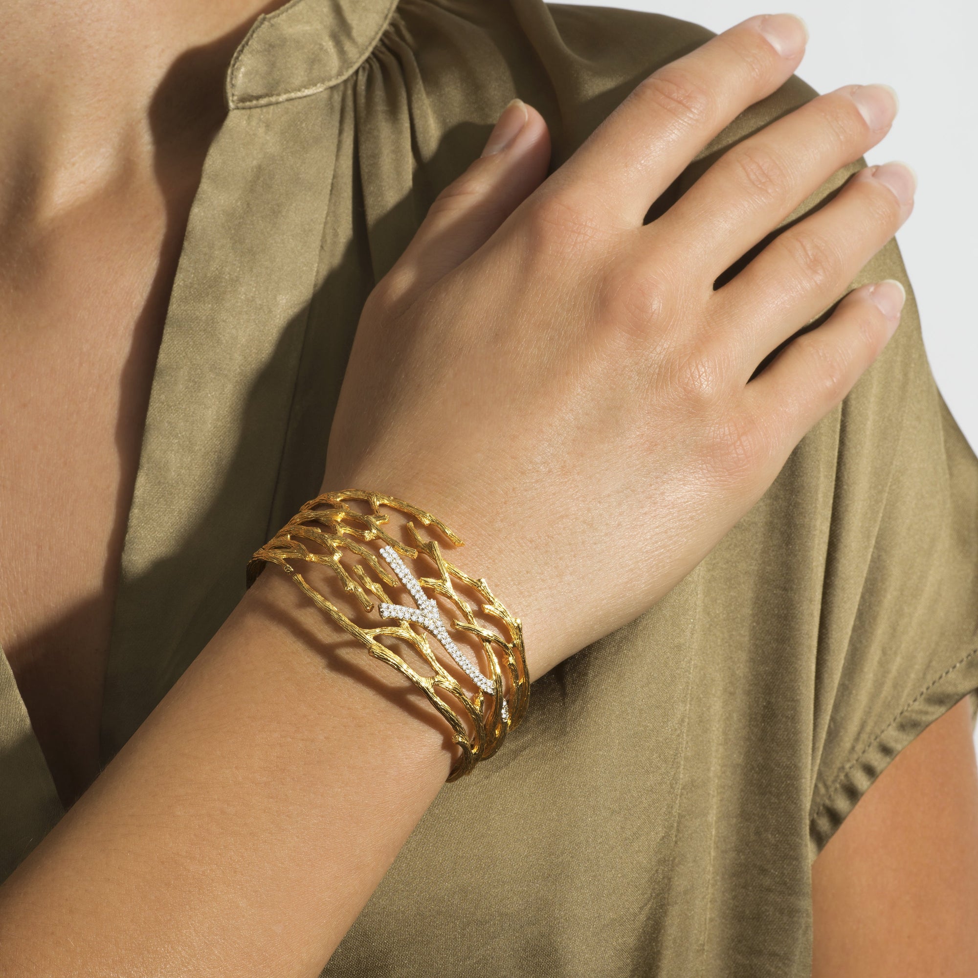 Michael Aram Enchanted Forest Cuff Bracelet with Diamonds