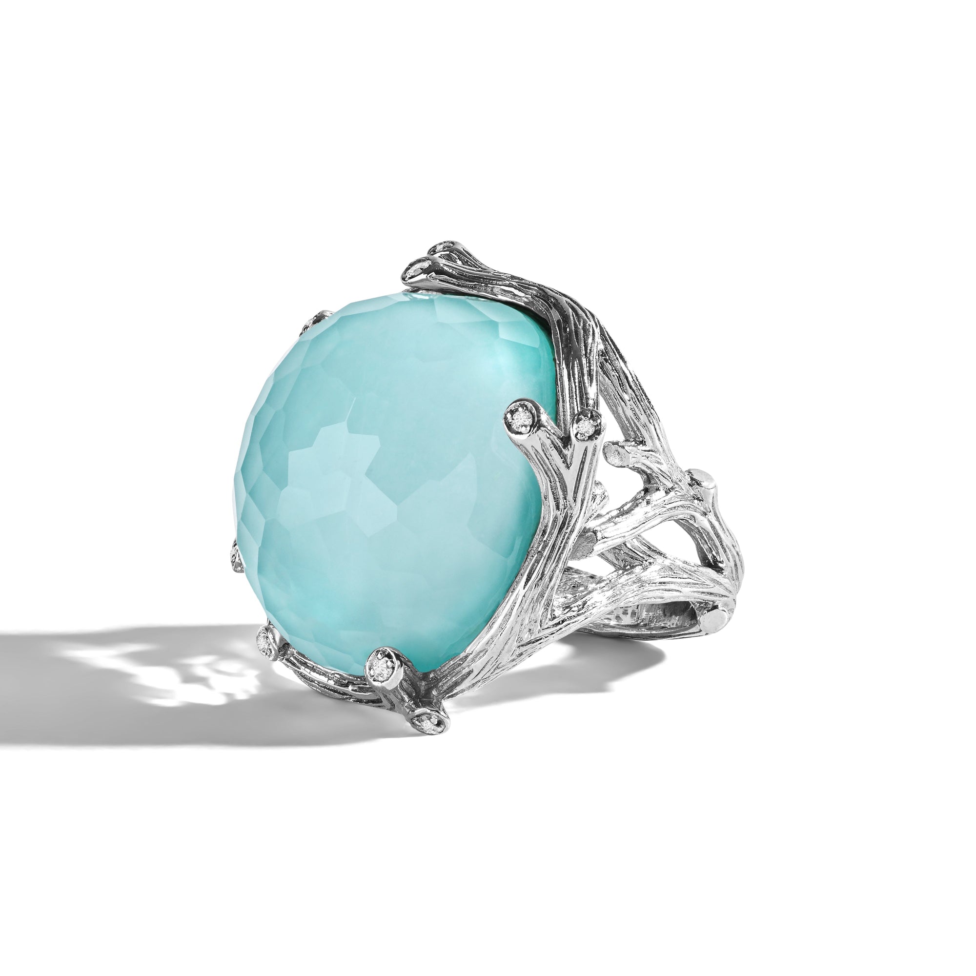 Michael Aram Enchanted Forest Ring with Turquoise Doublet and Diamonds
