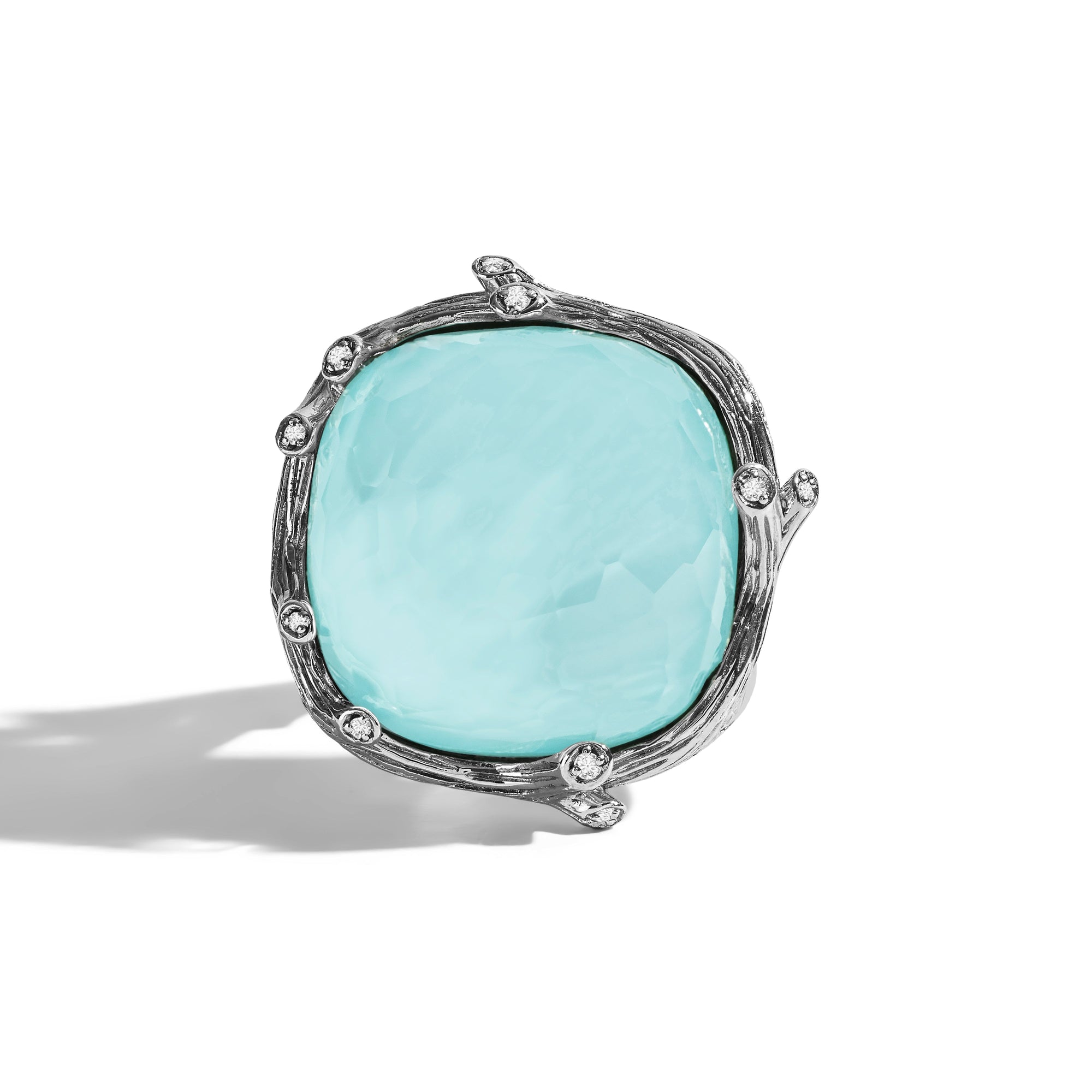 Michael Aram Enchanted Forest Ring with Turquoise Doublet and Diamonds