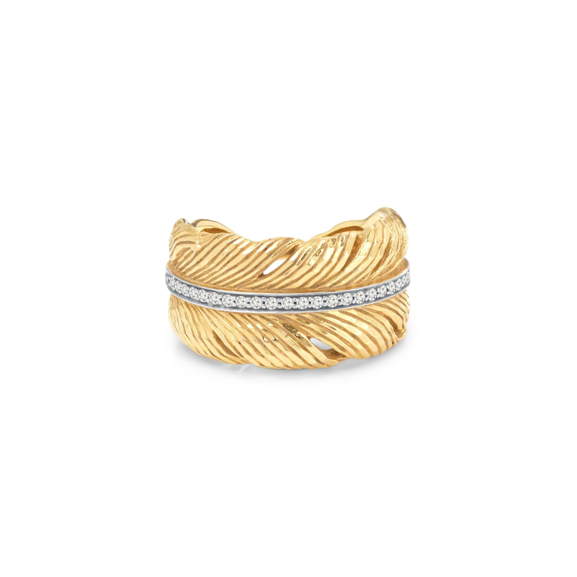 Michael Aram Feather Cuff Ring with Diamonds