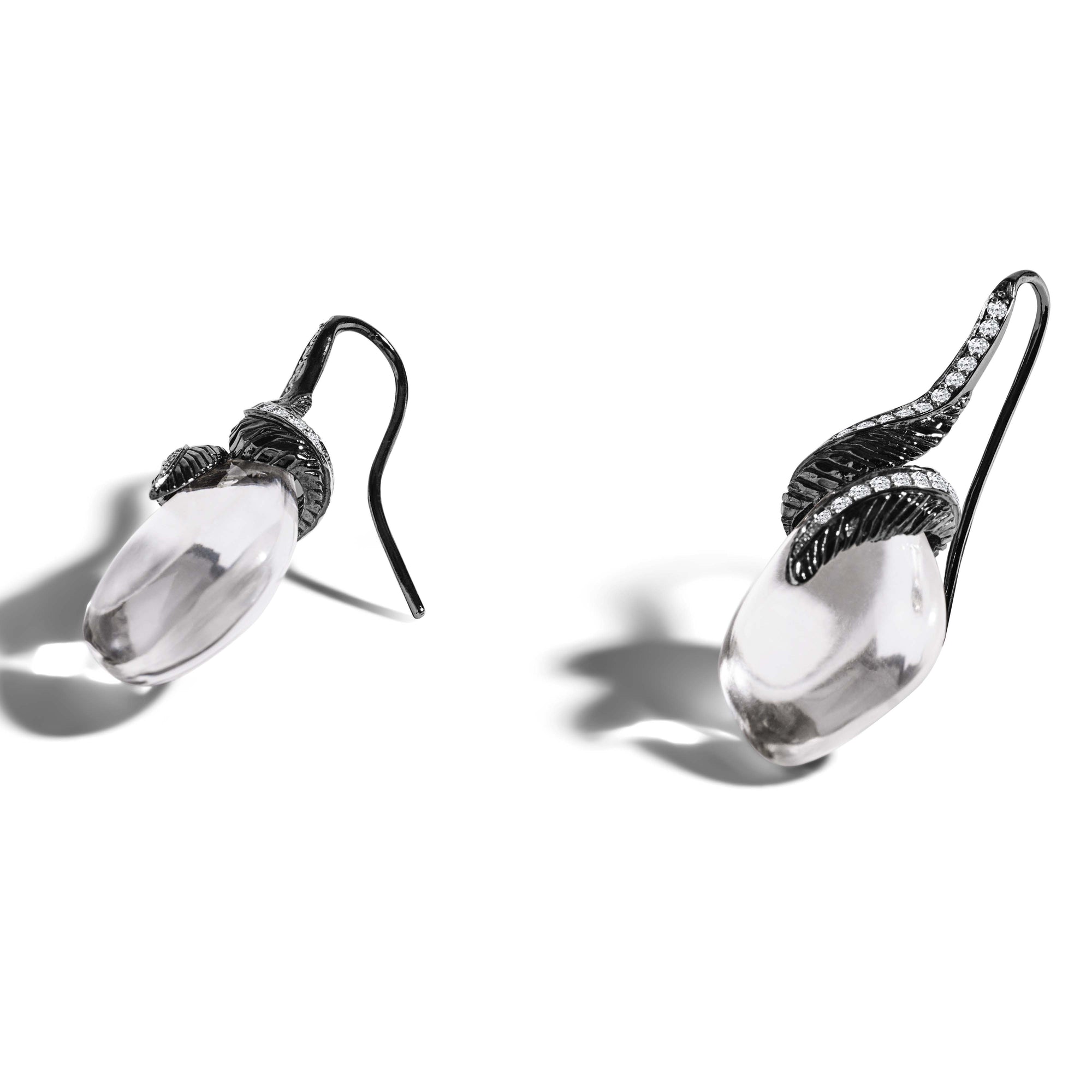 Michael Aram Feather Earrings with Crystal and Diamonds