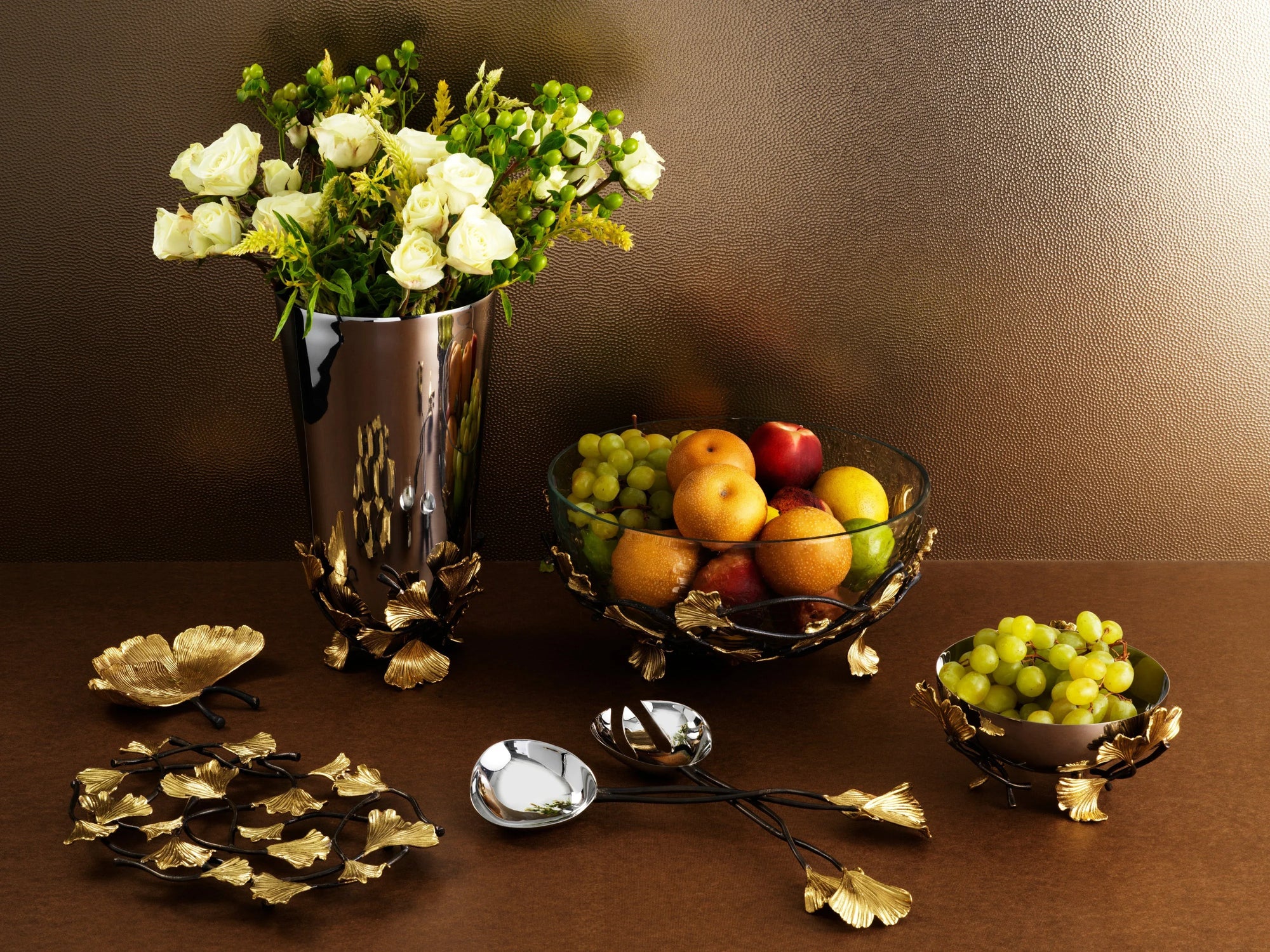 Michael Aram Golden Ginkgo Medium Glass Bowl