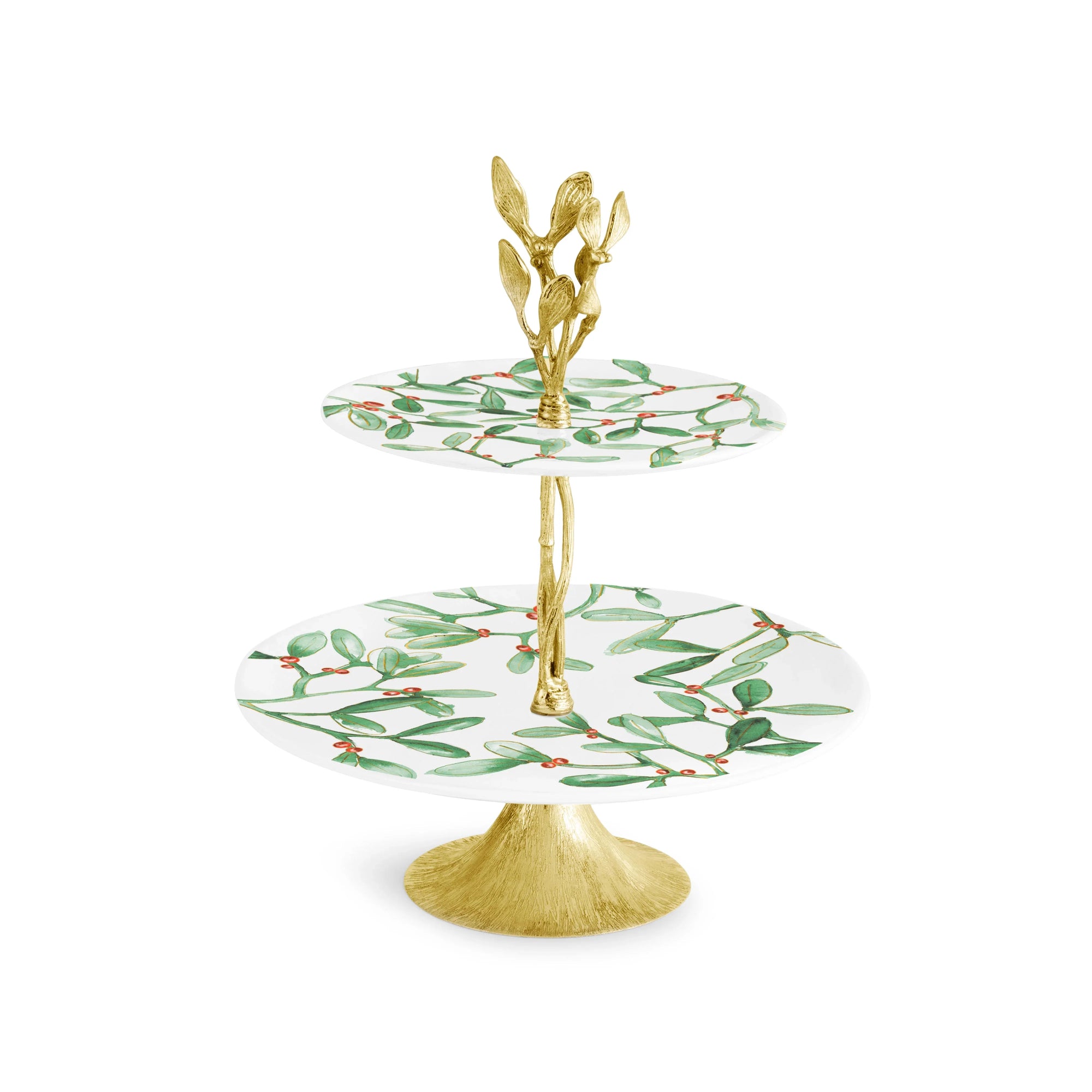Michael Aram Mistletoe 2-Tier Porcelain Etagere